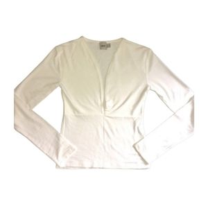 White ASOS Low Cut Cleavage V Neck Long Sleeved Top Womens Size 6 XS